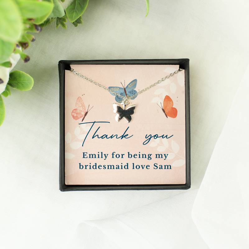 Personalised Butterfly Sentiment Necklace and Box