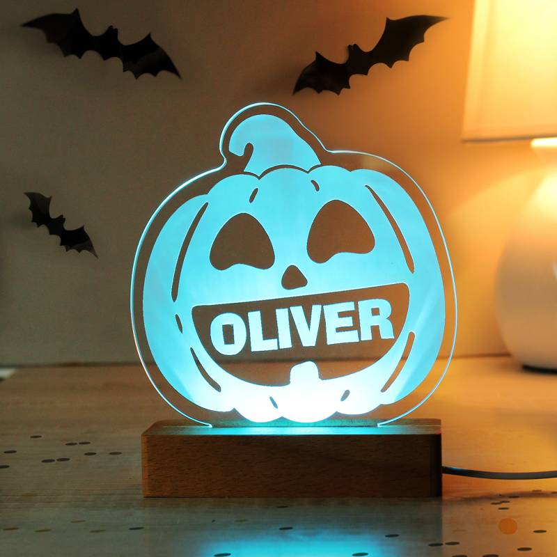 Personalised Pumpkin Wooden Based LED Light