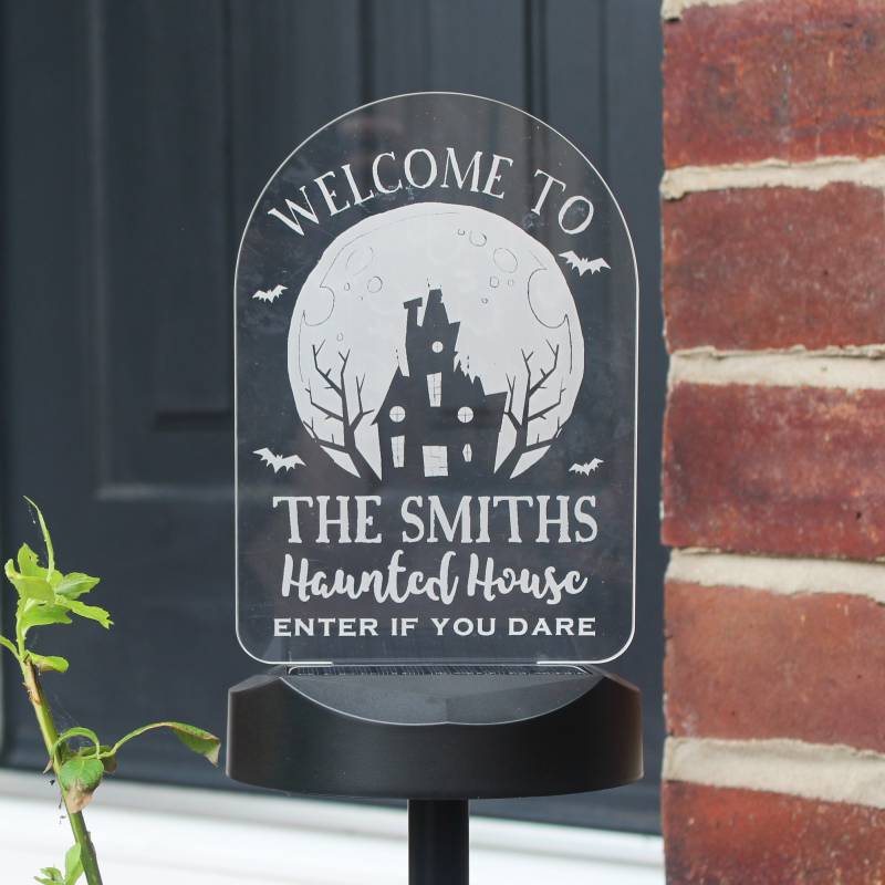 Personalised Haunted House Outdoor Solar Light